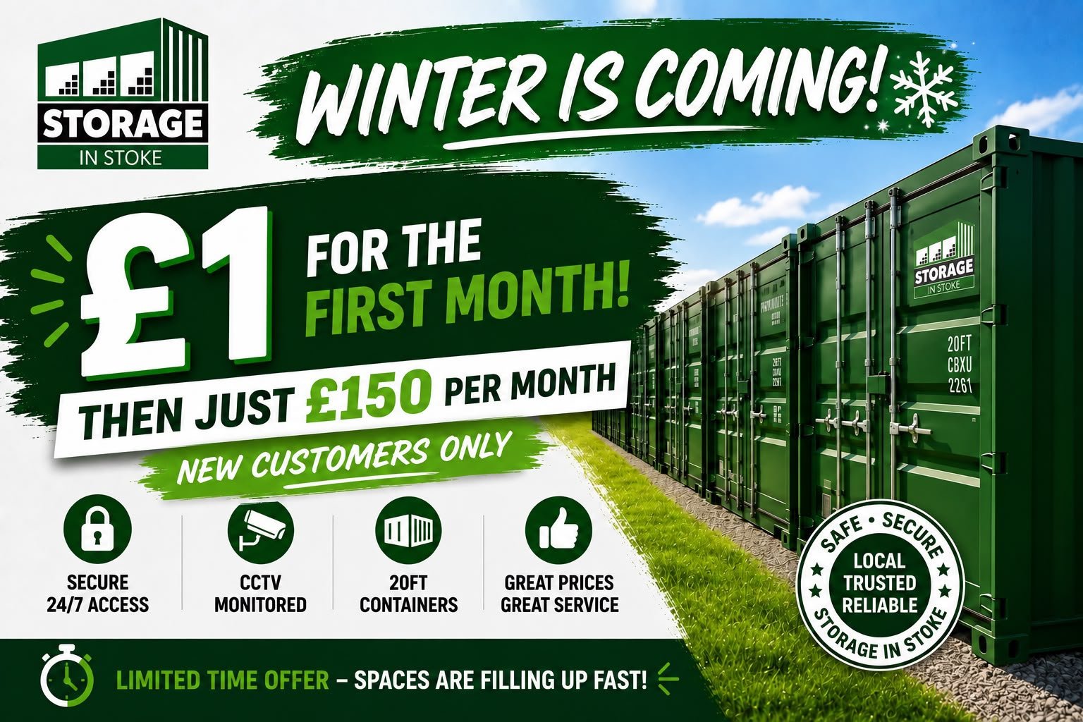 Storage in Stoke Winter 2026 offer